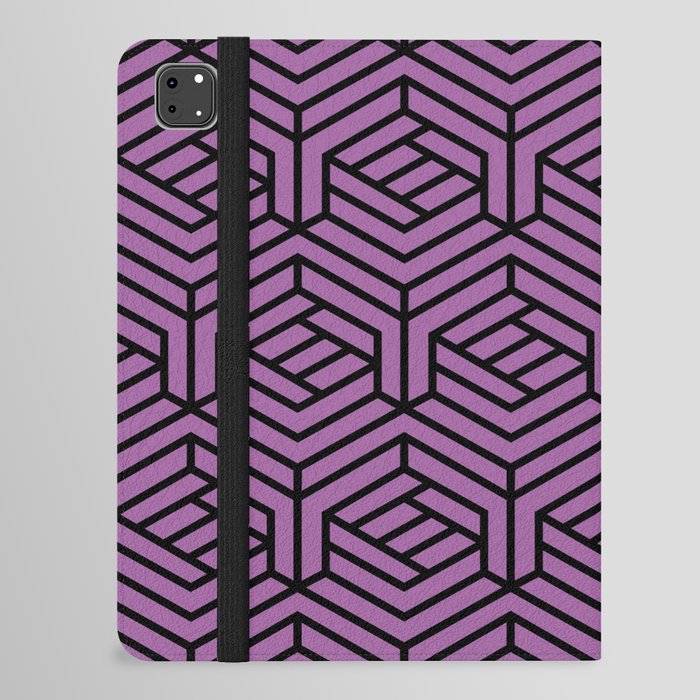 Black and Purple Cube Geometric Shape Pattern Pairs DE 2022 Popular Color Royal Pretender DE5999 iPad Folio Case