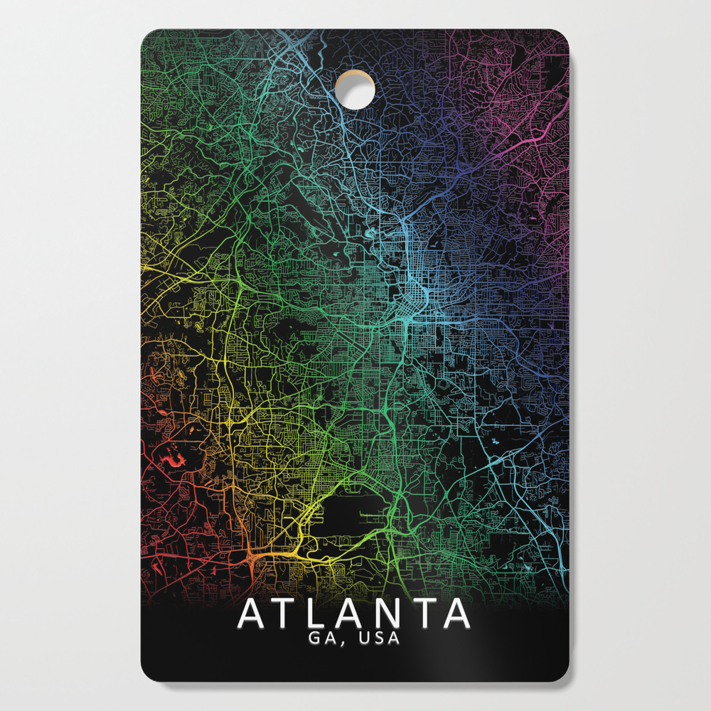 Atlanta, GA, USA, City, Map, Rainbow, Map, Art, Print Cutting Board by citymapartprints