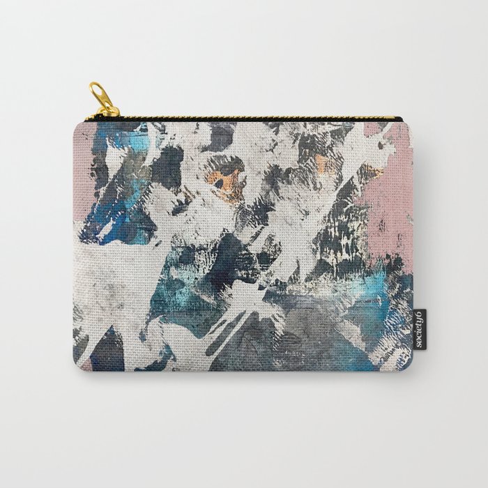 Breaker of Chains: a colorful abstract with white pink blue gray and gold Carry-All Pouch