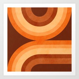 arc stripes 70s orange Art Print