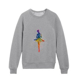 classical ballet dancer in watercolor Kids Crewneck