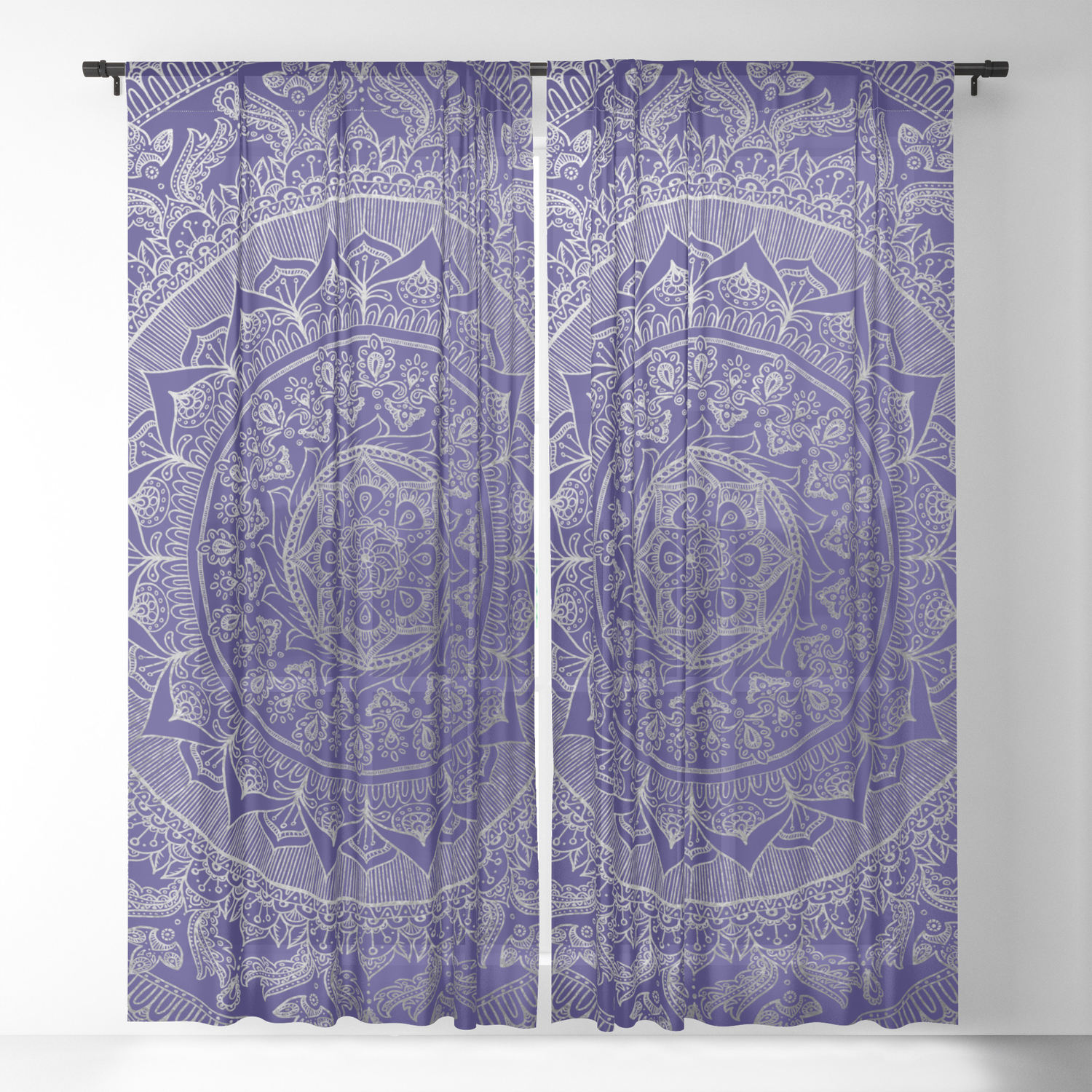 Mandala Royal Blue Silver Sheer Curtain By Mariamahar Society6