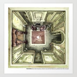 THE MATRIX's room of the meeting between Neo and Morpheus in watercolor Art Print