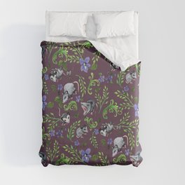 Opossum, Fern, & Violet Print Duvet Cover