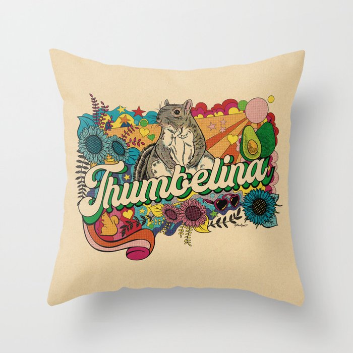 Little Thumbelina Girl: "Groovy Thumb" Throw Pillow
