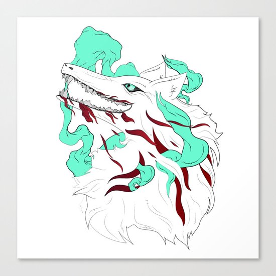 White Evil Wolf Canvas Print