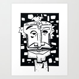 A Friend Art Print | Black and White, Imaginaryfriend, Drawing, Illustration, Abstract, Portrait 