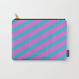 [ Thumbnail: Orchid & Dark Turquoise Colored Lined/Striped Pattern Carry-All Pouch ]