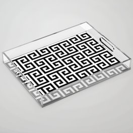 Large Black and White Greek Key Pattern Acrylic Tray