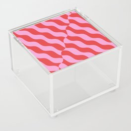 Retro Wavy Abstract Pattern in Red & Pink Acrylic Box