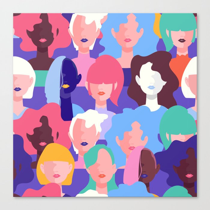 Women faces pattern Canvas Print