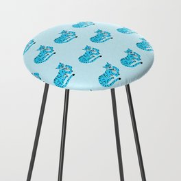 Relaxing tiger teal-blue background Counter Stool