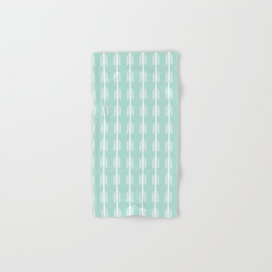 Isabella - minimal arrows mint and white modern dorm college nursery kids art Hand & Bath Towel