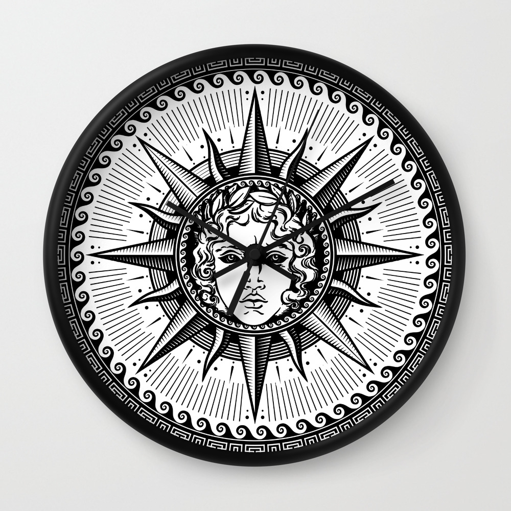 Apollo Sun God Symbol On Greek Key Ornament Wall Clock By Nataskk Society6