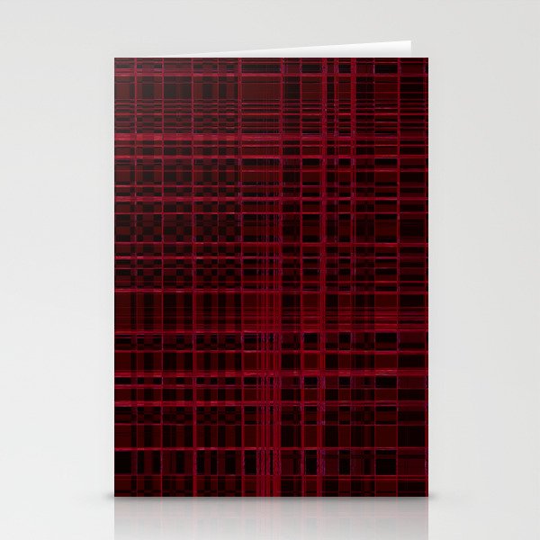 Crimson Red Grid Lines Stationery Cards