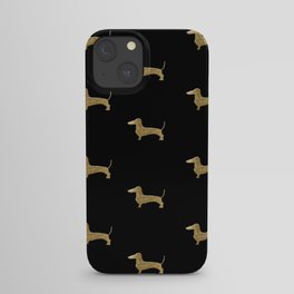Dachshund Dog Gold Glitter Pattern iPhone Case