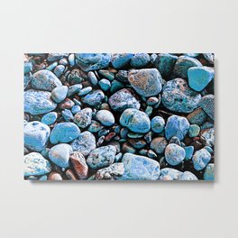 Turquoise pebbles Natural Texture Metal Print