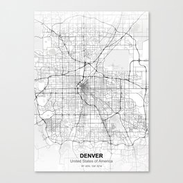 denver city map white Canvas Print