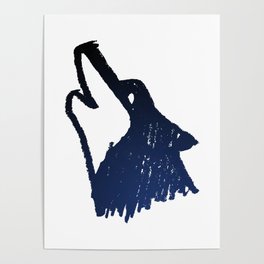 Wolf Head Pattern and Print Navy and Black Poster