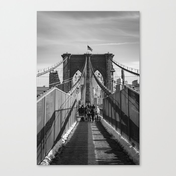 Brooklyn Bridge Black and White Canvas Print