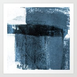 Torn Edges Blue - Blue Grey and White Minimalist Abstract Painting Art Print