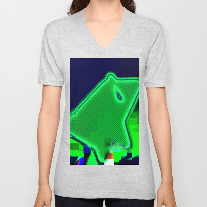 Proffer Ruminatively 3d cubes gradient, many dots, atomic, extruded, colorful dots, unclear and windy lime and navy shapes hovering over  slope V Neck T Shirt