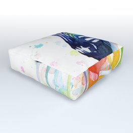 Zebra Watercolor Rainbow Animal Painting Ode to Fruit Stripes Outdoor Floor Cushion