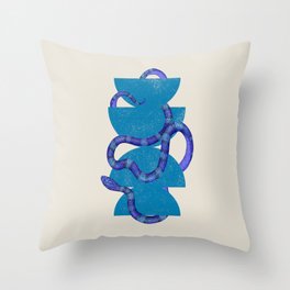 Snake with Shapes 1 (Blue) Throw Pillow