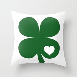 Clover Heart Irish Green St. Patrick's Day Shamrock Throw Pillow