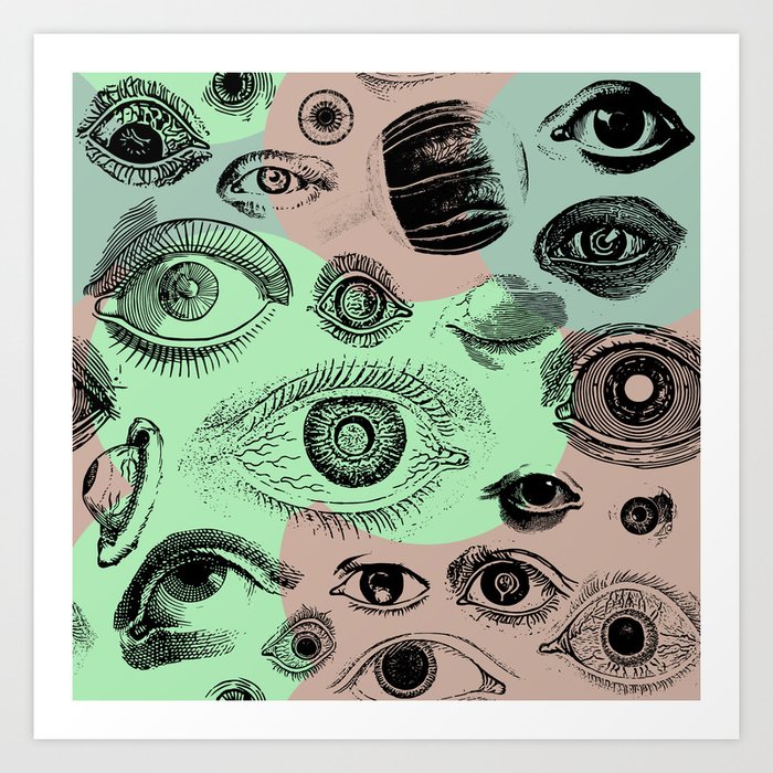 Vintage Eyeball Abstract Blob Background  Art Print