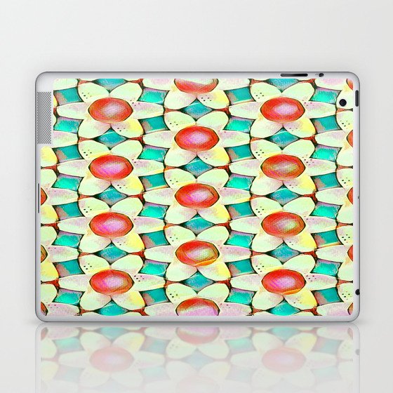 Chunky Daisies Bright Turquois Yellow Red Laptop & iPad Skin