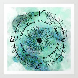 Adventure is Out There - Floral Compass Art Print