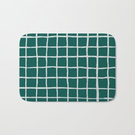 Hygge Green Modern Plaid Checker Bath Mat