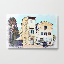 Fabrica di Roma: buildings car parked Metal Print | Urbansketcher, Windows, Watercolor, Lazio, Digital, Buildings, Viaamerina, Digital Manipulation, Photo, Photorealism 