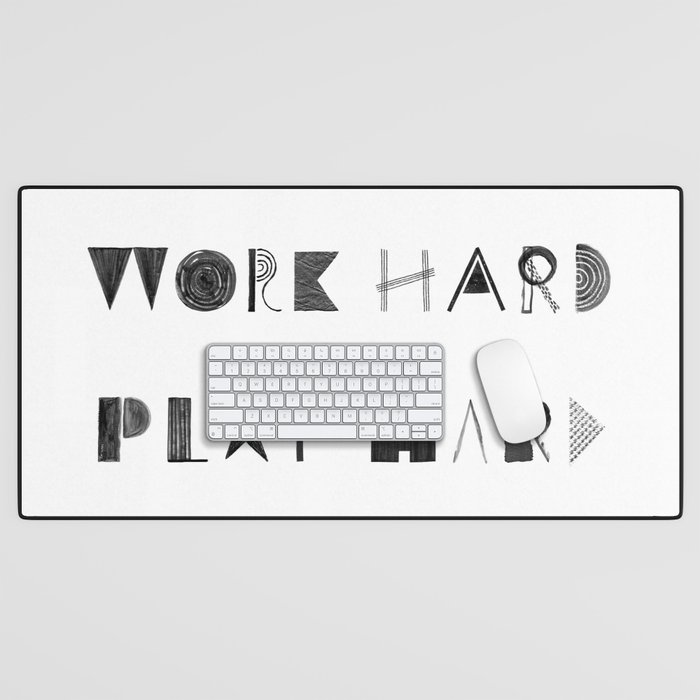 Work Hard Play Hard Desk Mat by Martina Scott Society6