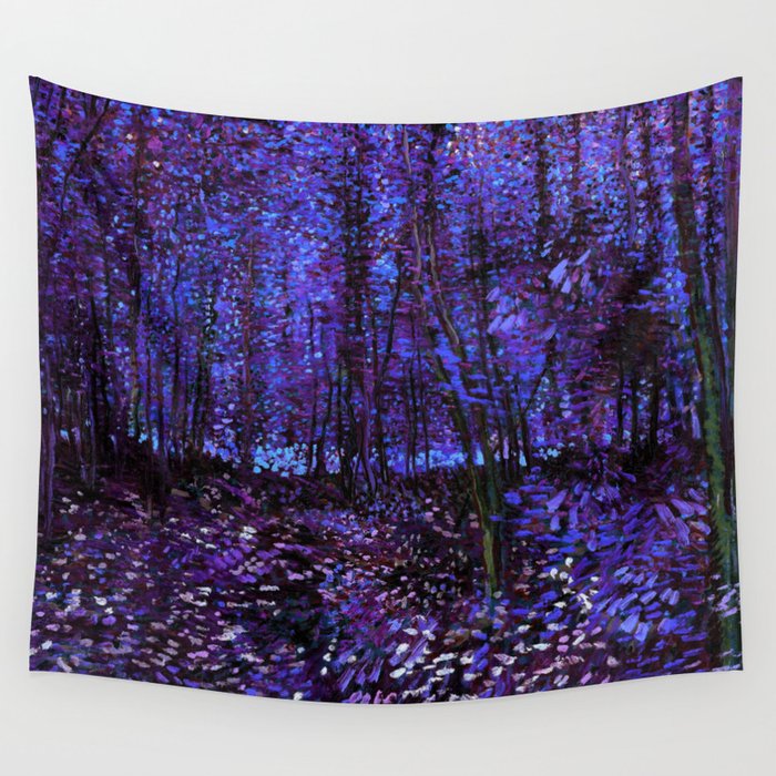 Van Gogh Trees & Underwood Purple Blue Wall Tapestry