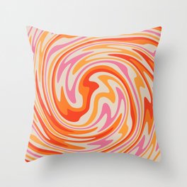 70s Retro Swirl Color Abstract Throw Pillow