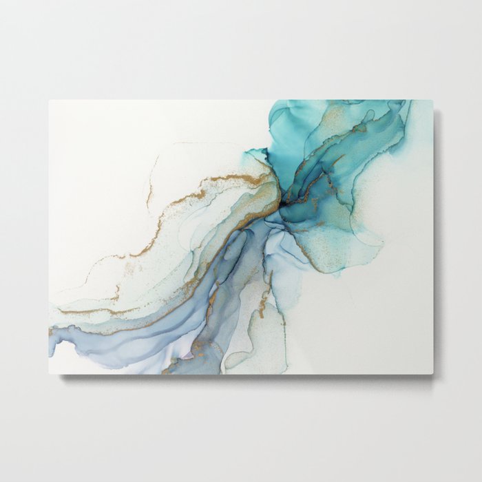 Abstract Jellyfish Alcohol Ink Painting Metal Print
