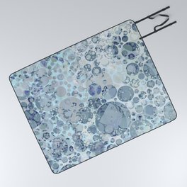 Abstract Faded Blue Grey Bubbles Picnic Blanket