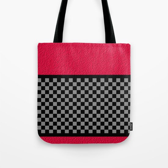 Checkered/Textured Red Tote Bag