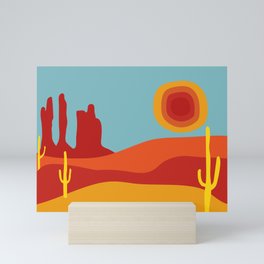Funky Retro Desert in 70s Colors Mini Art Print