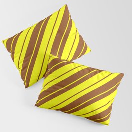 [ Thumbnail: Brown & Yellow Colored Striped Pattern Pillow Sham ]