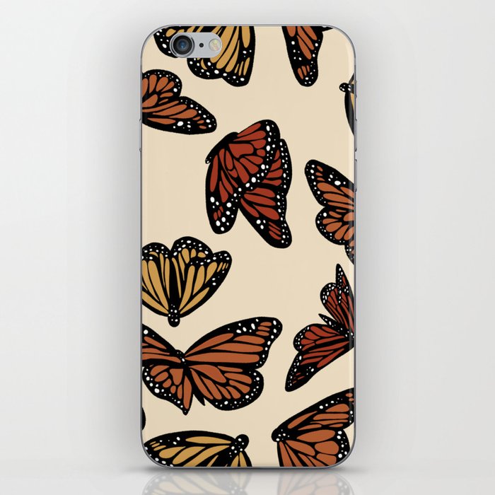 Multicolored Cream Monarch Butterflies Pattern iPhone Skin