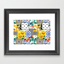 Italian,Sicilian art,patchwork,summer Flowers Framed Art Print