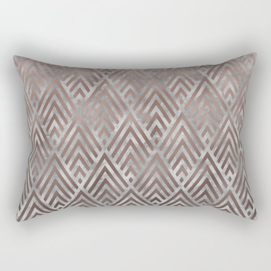 Rosegold foil triangles on grey grunge background Rectangular Pillow