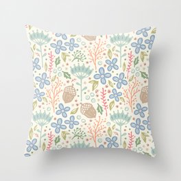 Forest biome. Retro floral pattern. Throw Pillow