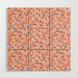 Meadow - Spring Floral Abstract Pattern Pink Wood Wall Art