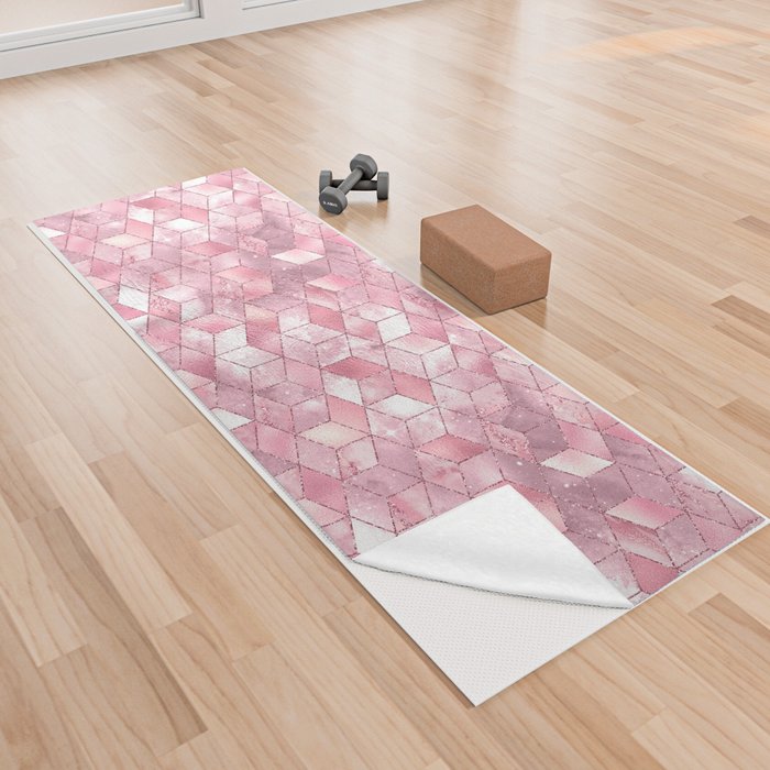 Luxury Pink Geometric Pattern Yoga Towel