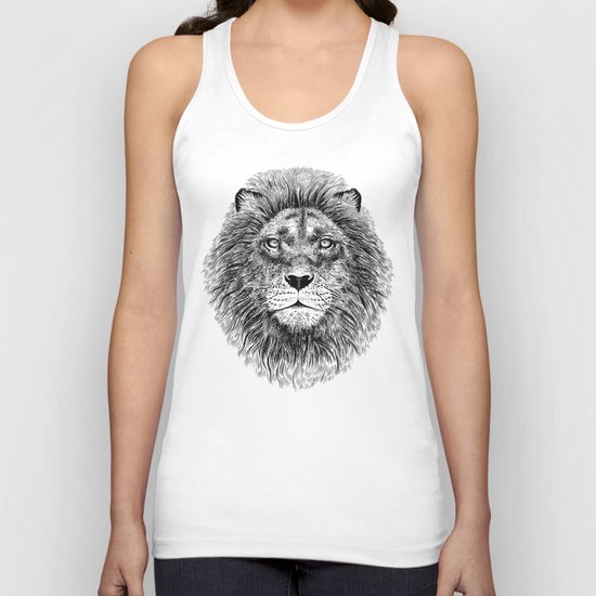Black+White Lion Unisex Tank Top
