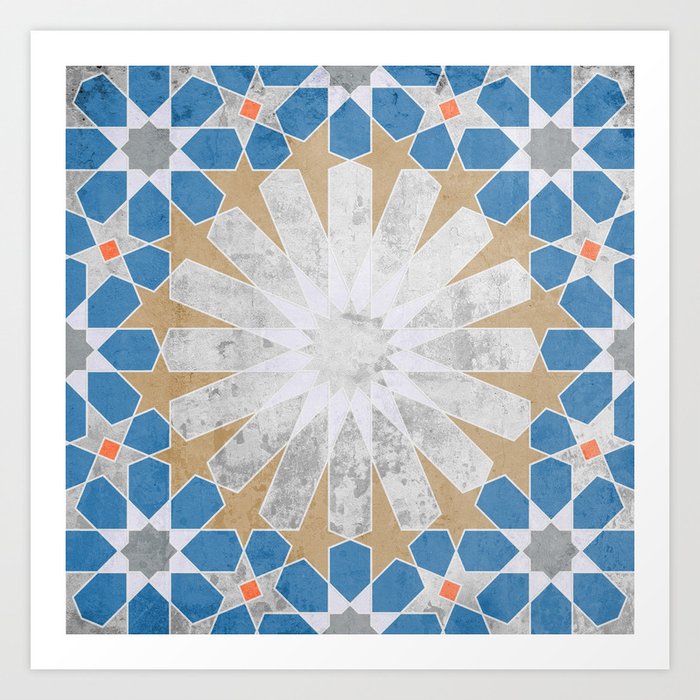 oriental mosaic tile pattern,  traditional geometric design 3 Art Print